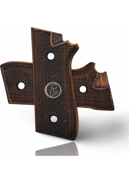 Silah Kabzası - Cybergun, Taurus PT92 ile Uyumlu - Koyu Kahverengi Renk - Metal Logolu - TRSPT92CV006L1 modelleri