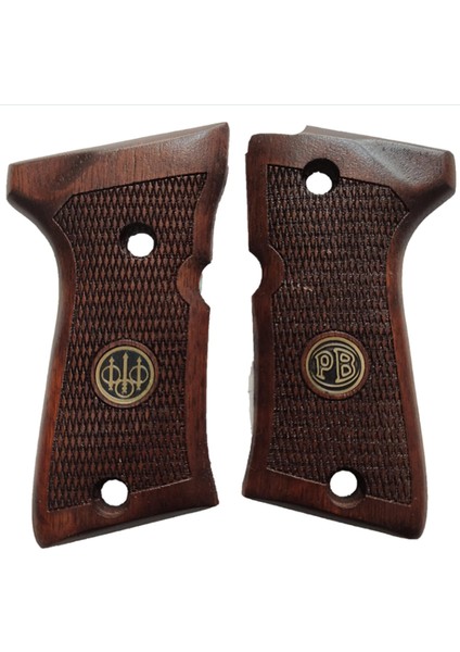 Silah Kabzası - Beretta 92 Kompakt ile Uyumlu - Koyu Kahverengi Renk - Metal Logolu - BRT92CMPCV006L1