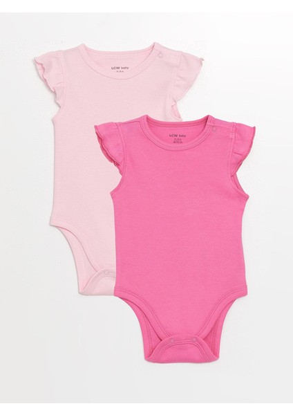 Bisiklet Yaka Basic Kız Bebek Çıtçıtlı Body 2'li