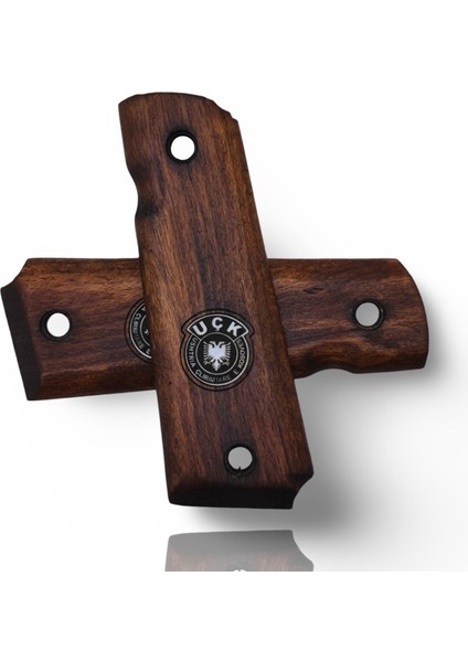 Silah Kabzası - Colt 1911, Girsan Mc 1911 ile Uyumlu - Koyu Kahverengi Renk - Metal Logolu - CLT1911CV099L1 modelleri