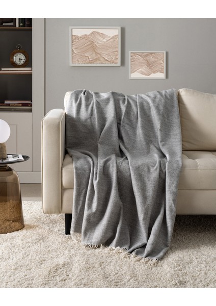 Chale Tek Kişilik Pamuklu Battaniye - Gri/bej