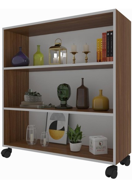Kenzlife kitaplık beril 108*090*020 cvz tekerlekli mutfak dolabı banyo ofis ayakkabılık kiler