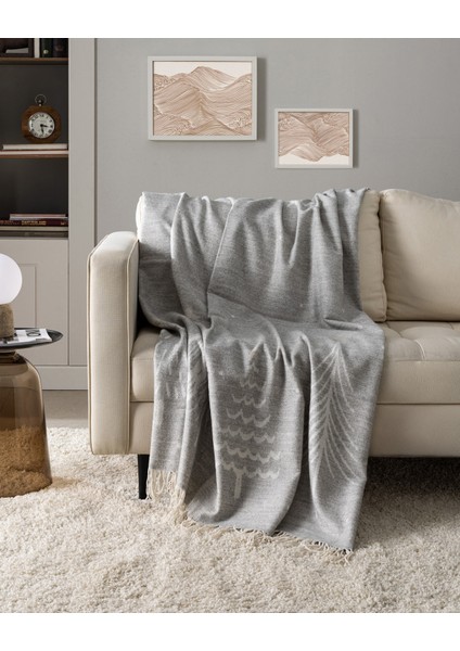 Chale Tek Kişilik Pamuklu Battaniye - Açık Gri