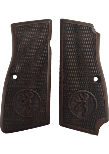 Silah Kabzası - Zig 14, Browning Hp, High Power 14, Dik Kasa, Browning Halkalı (Halka Için Kesim Yaptırmak Için Mesaj Atın), Halkasız ile Uyumlu - Koyu Kahverengi Renk - BRWHPCV027