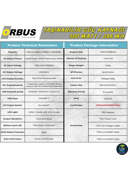 300W Power Station - 300 Watt Taşınabilir Güç Kaynağı