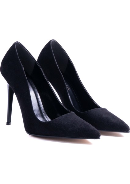 Nazoo Siyah Süet Sivri Burun Stiletto