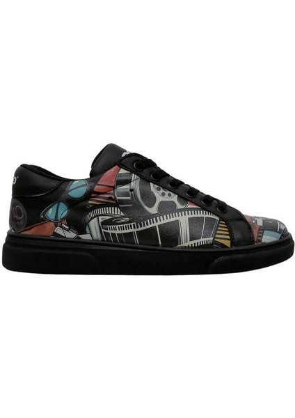 Kadın Vegan Deri Siyah Sneakers - Living in a Vintage Dream Tasarım indirimleri