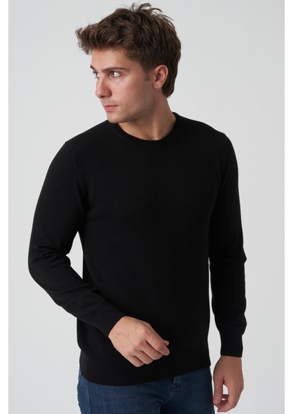 Albufeira 4025 0 Yaka Slim Fit Pamuklu Triko Siyah modelleri