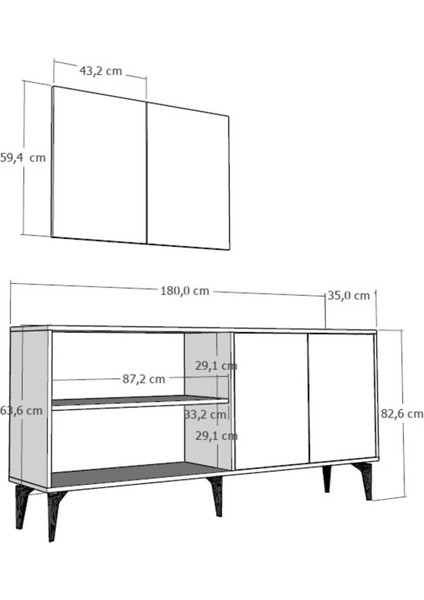 Very 180 cm Konsol (KX180) Beyaz-Ceviz