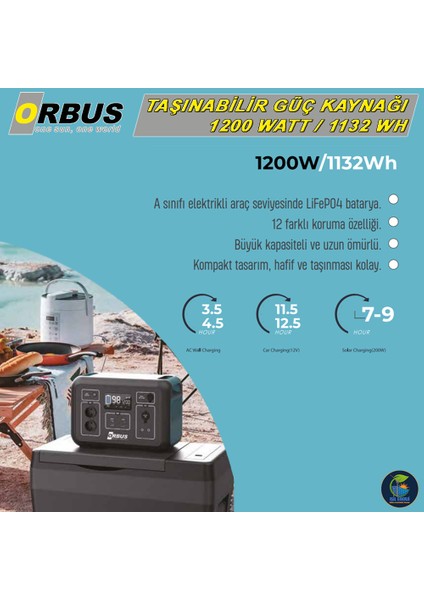 1200W Power Station - 1200 Watt Taşınabilir Güç Kaynağı - 1.2 Kw