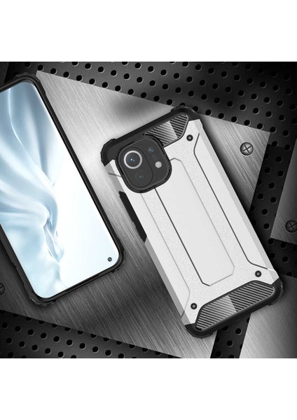 - Xiaomi Mi 11 - Kılıf Çift Katman Zırh Tank Crash Military Kapak - Siyah - T16315