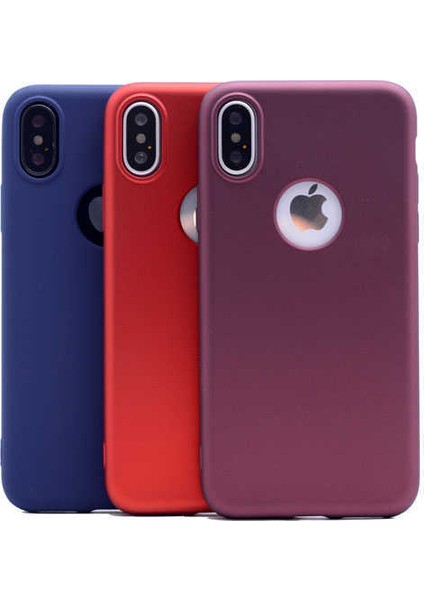 - Apple iPhone XS Max 6.5 - Kılıf Mat Soft Premier Silikon Kapak - Mürdüm