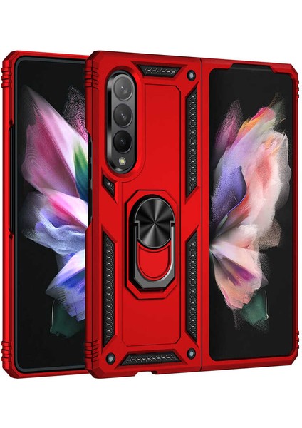 - Samsung Galaxy Z Fold 3 - Kılıf Yüzüklü Zırh Tank Vega Kapak - Mavi - T20103