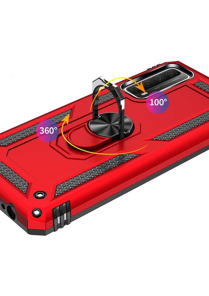 - Huawei P Smart 2021 - Kılıf Yüzüklü Zırh Tank Vega Kapak - Gri - T16365