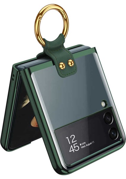 - Samsung Galaxy Z Flip 3 - Kılıf Koruyucu Kılıf Yüzüklü Kıpta Kapak - Mor - T20480