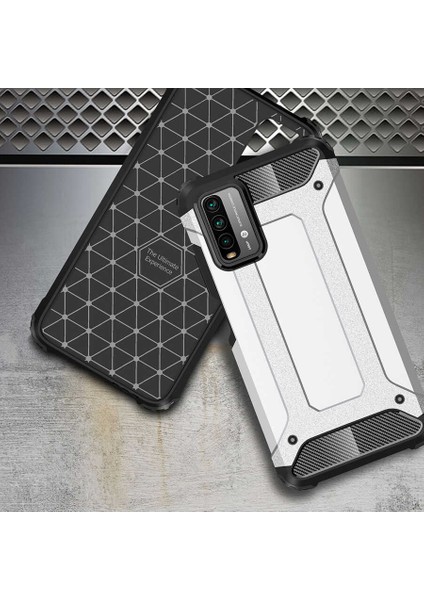 - Xiaomi Redmi 9T - Kılıf Çift Katman Zırh Tank Crash Military Kapak - Kırmızı - T16453