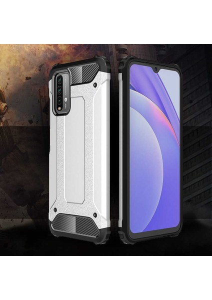 - Xiaomi Redmi 9T - Kılıf Çift Katman Zırh Tank Crash Military Kapak - Kırmızı - T16453