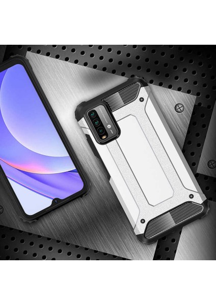 - Xiaomi Redmi 9T - Kılıf Çift Katman Zırh Tank Crash Military Kapak - Kırmızı - T16453