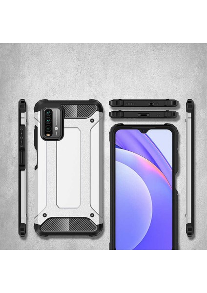 - Xiaomi Redmi 9T - Kılıf Çift Katman Zırh Tank Crash Military Kapak - Kırmızı - T16453