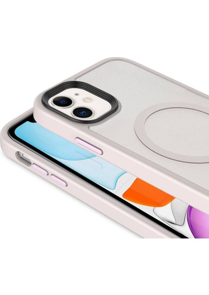- Apple iPhone 11 - Kılıf Mat Arka Yüzey Wireless Şarj Özellikli Flet Magsafe Kapak - Koyu Yeşil - T25953