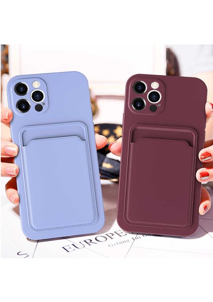 - Apple iPhone 12 Pro - Kılıf Kamera Korumalı Kart Bölmeli Ofix Kapak - Pembe