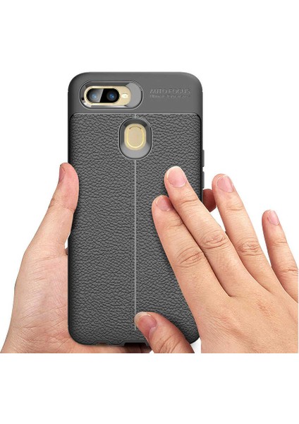 - Oppo A12 - Kılıf Auto Focus Karbon Niss Silikon Kapak - Lacivert - T15058