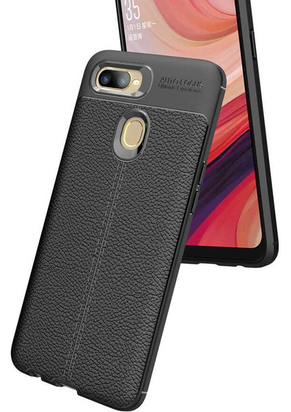 - Oppo A5S - Kılıf Auto Focus Karbon Niss Silikon Kapak - Kırmızı - T15056