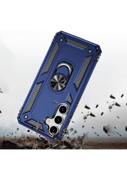 - Samsung Galaxy S24 Plus - Kılıf Yüzüklü Zırh Tank Vega Kapak - Kırmızı