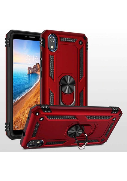 - Xiaomi Redmi 7A - Kılıf Yüzüklü Zırh Tank Vega Kapak - Gold