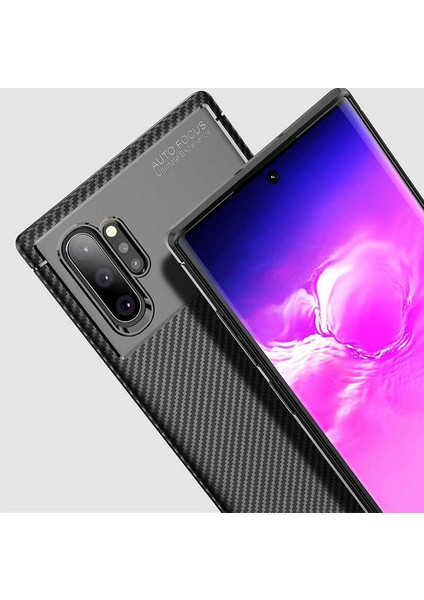- Samsung Galaxy Note 10 Plus - Kılıf Auto Focus Karbon Negro Silikon Kapak - Siyah