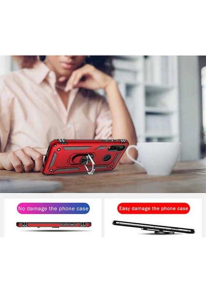 - Samsung Galaxy A20S - Kılıf Yüzüklü Zırh Tank Vega Kapak - Mavi - T10185