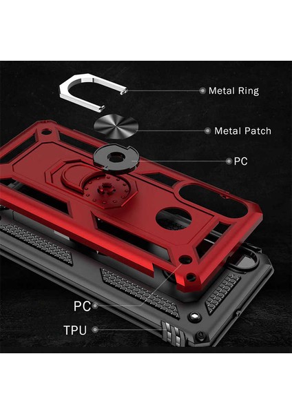 - Samsung Galaxy A20S - Kılıf Yüzüklü Zırh Tank Vega Kapak - Mavi - T10185