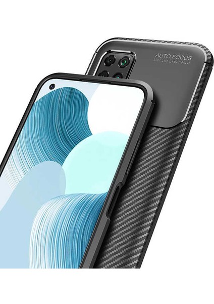 - Huawei P40 Lite - Kılıf Auto Focus Karbon Negro Silikon Kapak - Kahverengi - T13708