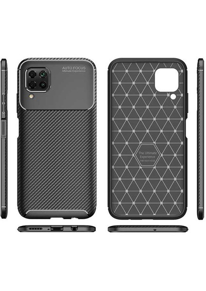 - Huawei P40 Lite - Kılıf Auto Focus Karbon Negro Silikon Kapak - Kahverengi - T13708