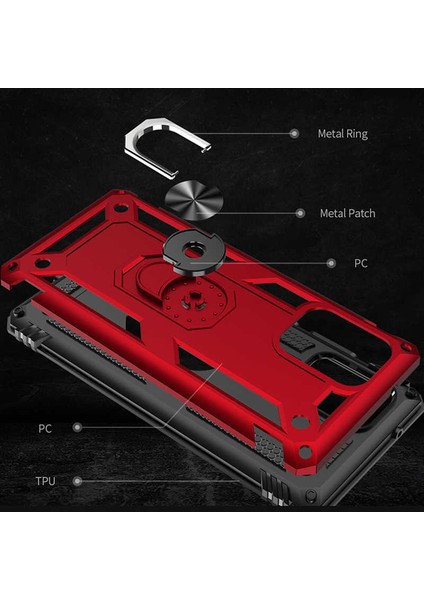 - Samsung Galaxy A91 (S10 Lite) - Kılıf Yüzüklü Zırh Tank Vega Kapak - Siyah - T11764