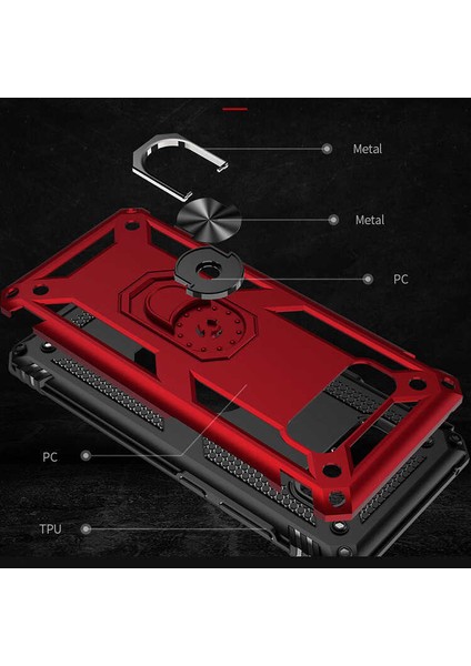 - Samsung Galaxy Note 8 - Kılıf Yüzüklü Zırh Tank Vega Kapak - Mavi - T19063