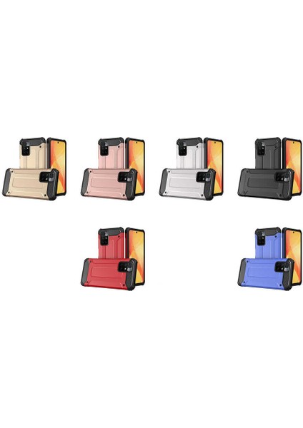 - Xiaomi Redmi 10 - Kılıf Çift Katman Zırh Tank Crash Military Kapak - Gold - T19543
