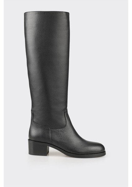 Siyah Deri Kadın Çizme