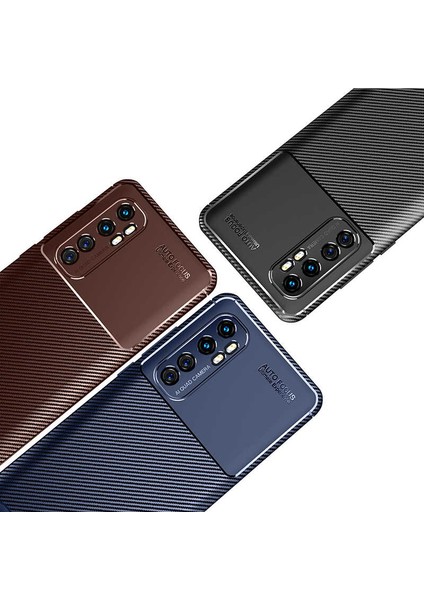 - Xiaomi Mi Note 10 Lite - Kılıf Auto Focus Karbon Negro Silikon Kapak - Kahverengi - T13773