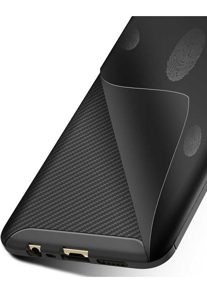 - Oppo A7X - Kılıf Auto Focus Karbon Negro Silikon Kapak - Kahverengi
