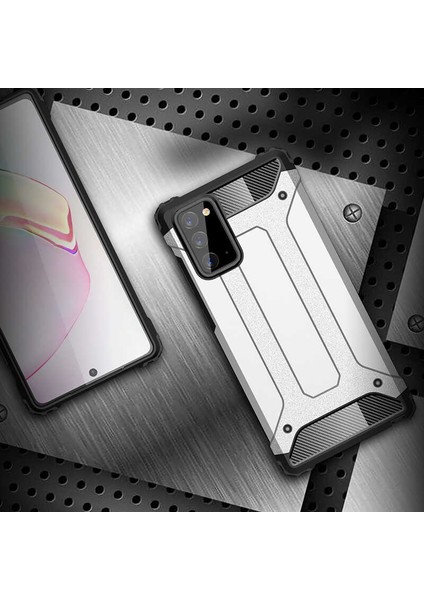 - Samsung Galaxy Note 20 - Kılıf Çift Katman Zırh Tank Crash Military Kapak - Rose Gold - T14179