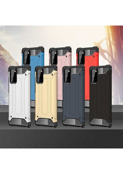 - Samsung Galaxy Note 20 - Kılıf Çift Katman Zırh Tank Crash Military Kapak - Rose Gold - T14179