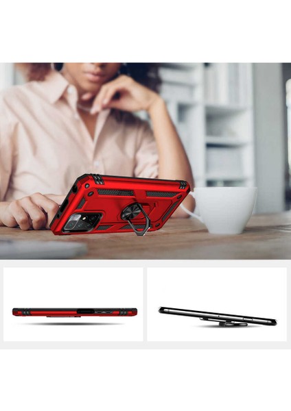 - Xiaomi Redmi 10 - Kılıf Yüzüklü Zırh Tank Vega Kapak - Siyah - T20475