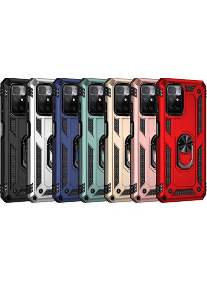 - Xiaomi Redmi 10 - Kılıf Yüzüklü Zırh Tank Vega Kapak - Siyah - T20475