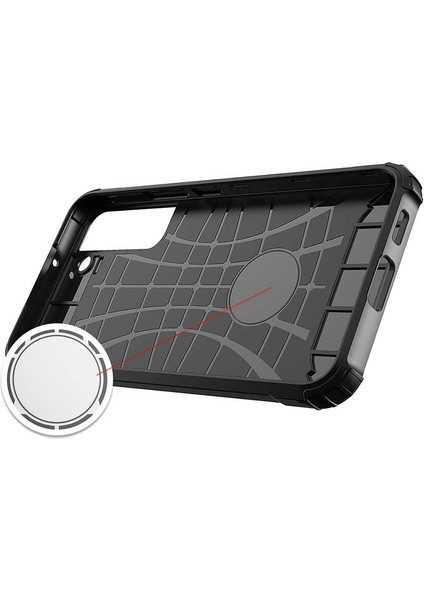 - Samsung Galaxy S22 - Kılıf Çift Katman Zırh Tank Crash Military Kapak - Siyah - T20114