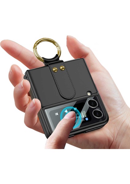 - Samsung Galaxy Z Flip 3 - Kılıf Koruyucu Kılıf Flip Ring Kıpta Kapak - Mor - T20527