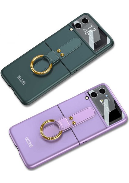 - Samsung Galaxy Z Flip 3 - Kılıf Koruyucu Kılıf Flip Ring Kıpta Kapak - Mor - T20527