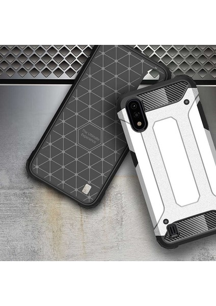 - Samsung Galaxy A01 - Kılıf Çift Katman Zırh Tank Crash Military Kapak - Rose Gold - T11362