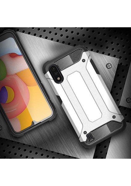 - Samsung Galaxy A01 - Kılıf Çift Katman Zırh Tank Crash Military Kapak - Rose Gold - T11362