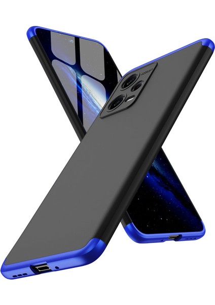 - Xiaomi Redmi Note 12 5G - Kılıf Parmak izi Yapmayan 3 Parça Ays Kapak - Siyah-Gri - T26498